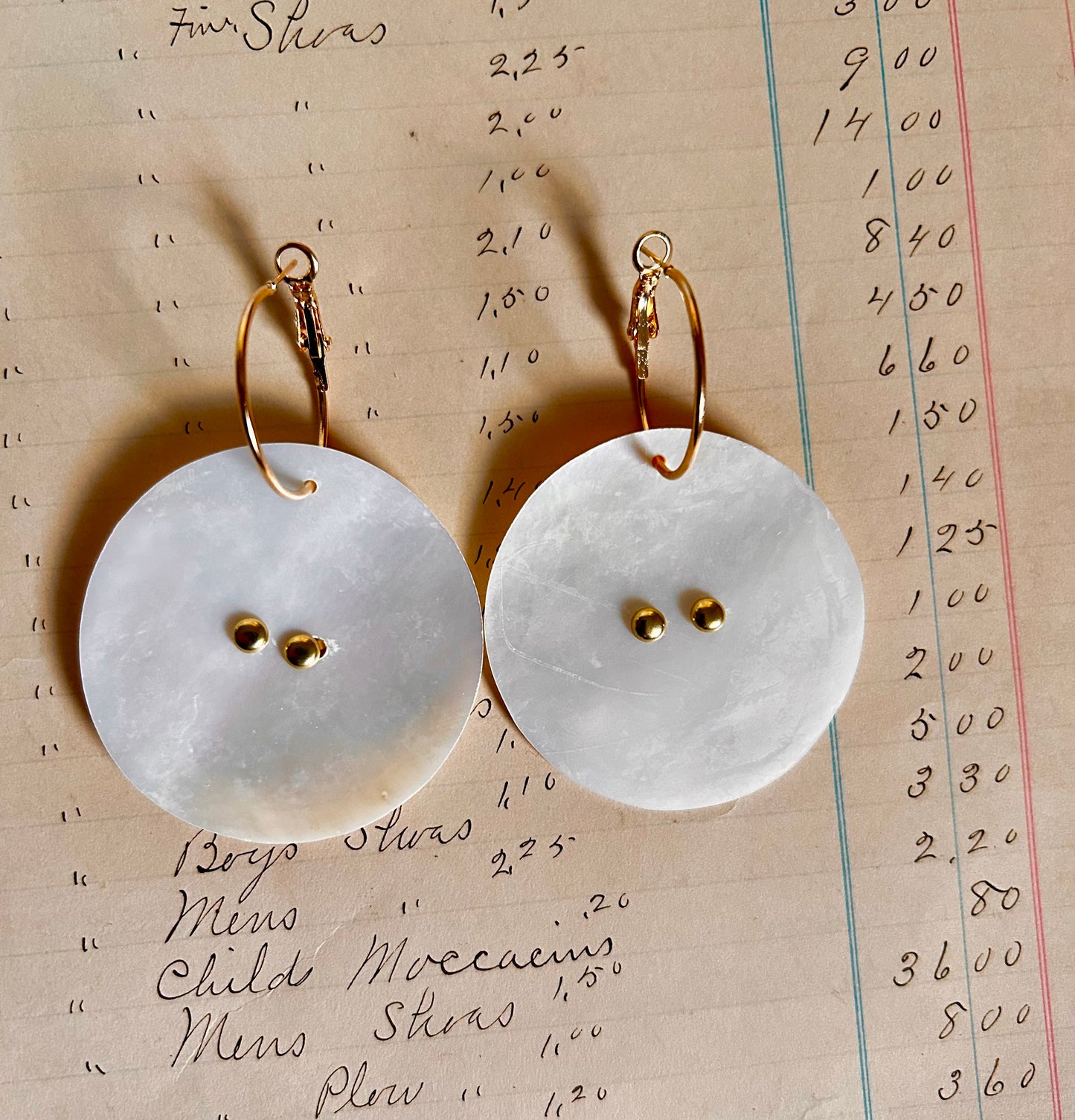 Mother Of Pearl Earrings With Brass