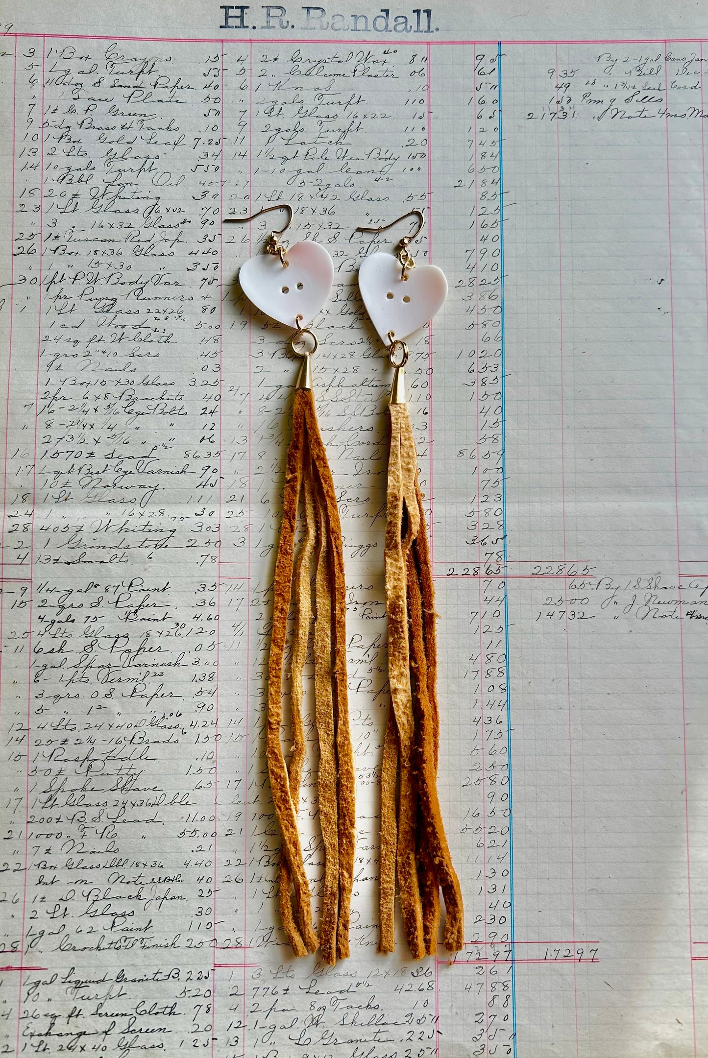 Pink Conch Hearts with Smoked Hide Drops