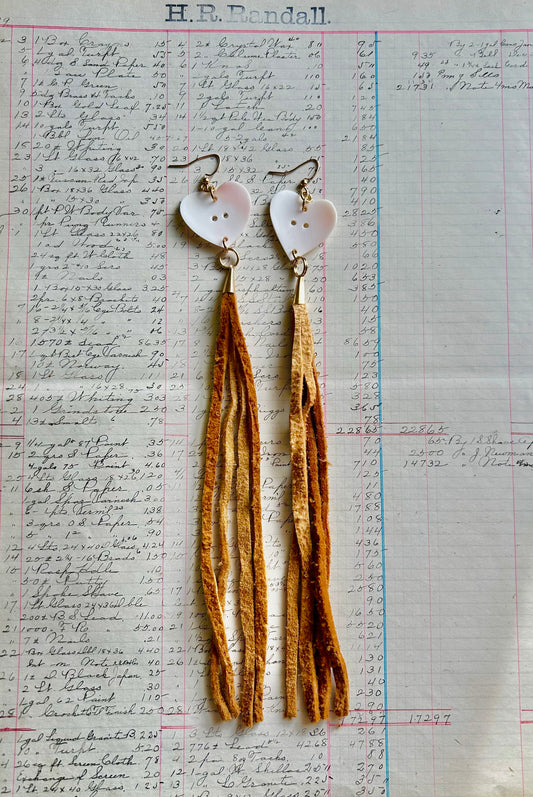 Pink Conch Hearts with Smoked Hide Drops