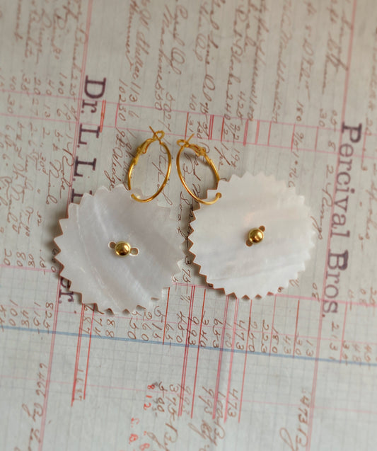 Serrated Mother Of Pearl Shells With Brass Studs