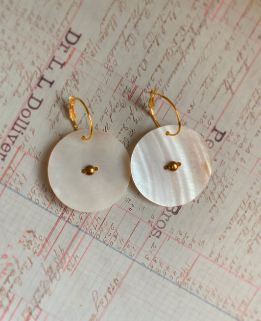Mother of pearl shells with brass studs